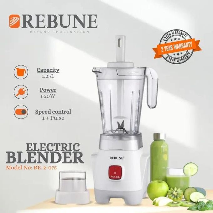 Rebune-075 2 in 1 Blender 650W Powerful Stainless Steel Blade Pulse Control